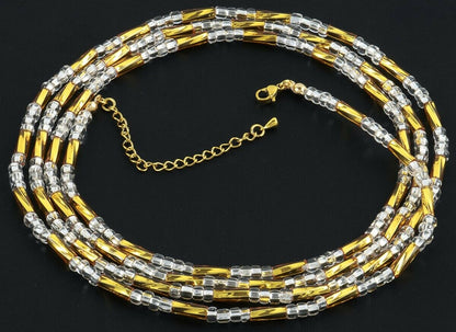 Cuentas de cintura cadena de vientre africano cuerpo joyería de cristal hecha a mano Ghana - Tribalgh