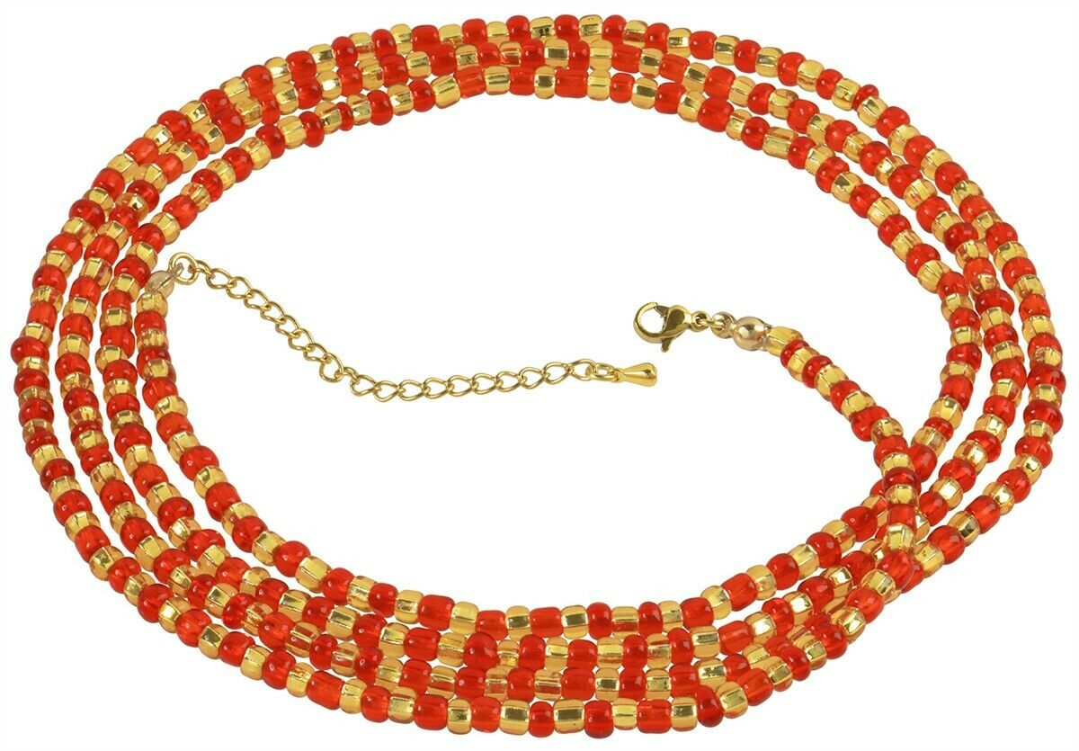 Glass Waist Beads handmade African body jewelry Ghana belly chain - Tribalgh