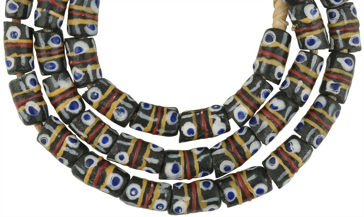 Elegante ghanaische Pulverglasperlen - recycelte Krobo-Perlen, 9 mm - alternative Ansicht