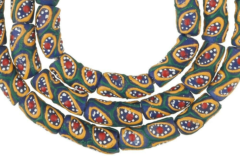 African beads recycled powder glass Krobo handmade Ghana necklace - Tribalgh