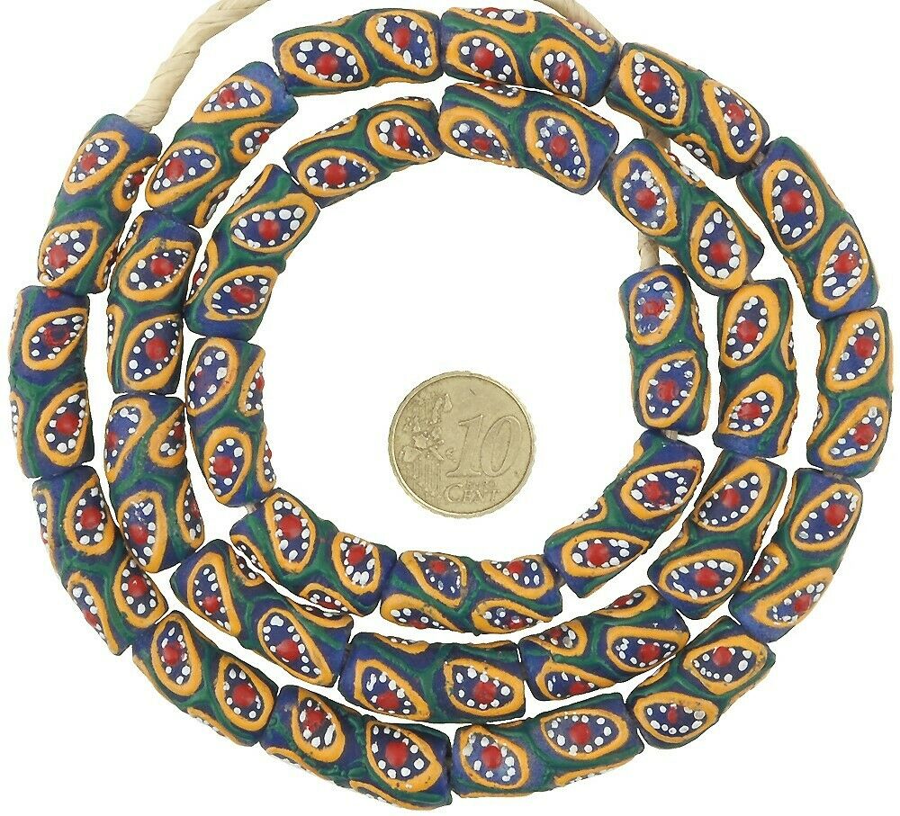 African beads recycled powder glass Krobo handmade Ghana necklace - Tribalgh