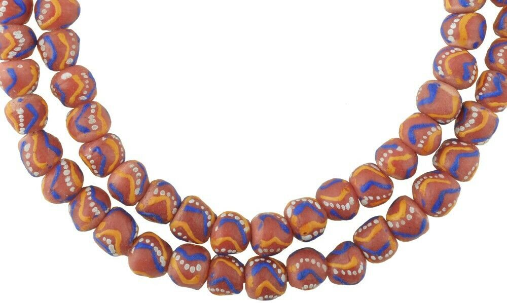 Recycled glass powder beads handmade African beaded necklace - Tribalgh