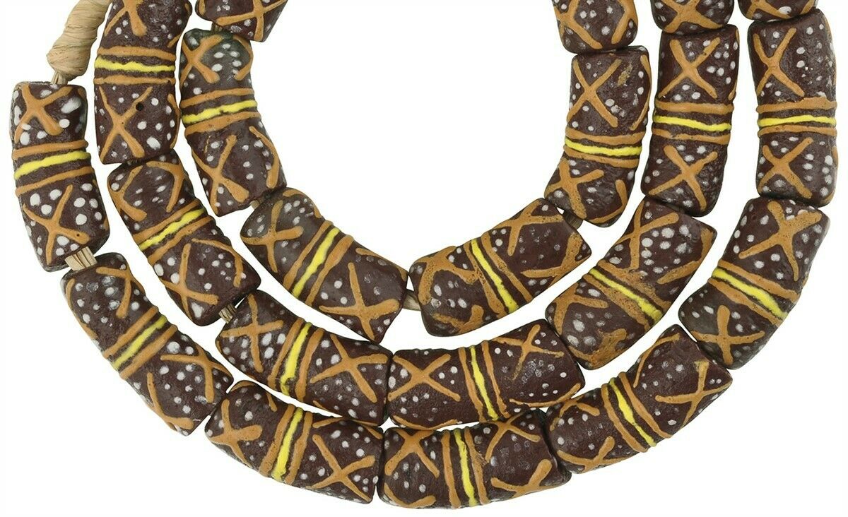 Krobo beads handmade recycled powder glass African necklace Ghana - Tribalgh