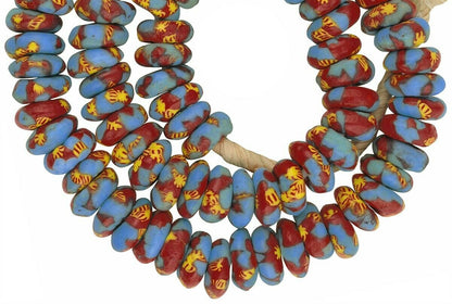 Recycled pony beads disks handmade Krobo Ghana African necklace large - Tribalgh
