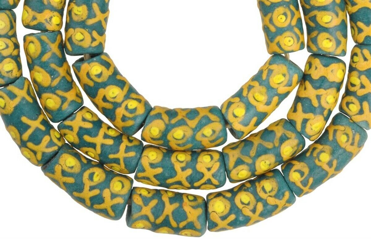 Perlen recyceltes Glaspulver Ghana ethnischer Schmuck Halskette Krobo - Tribalgh
