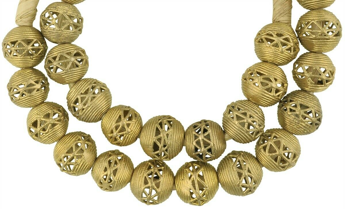 African brass trade beads handmade Ashanti bronze casting lost wax - Tribalgh