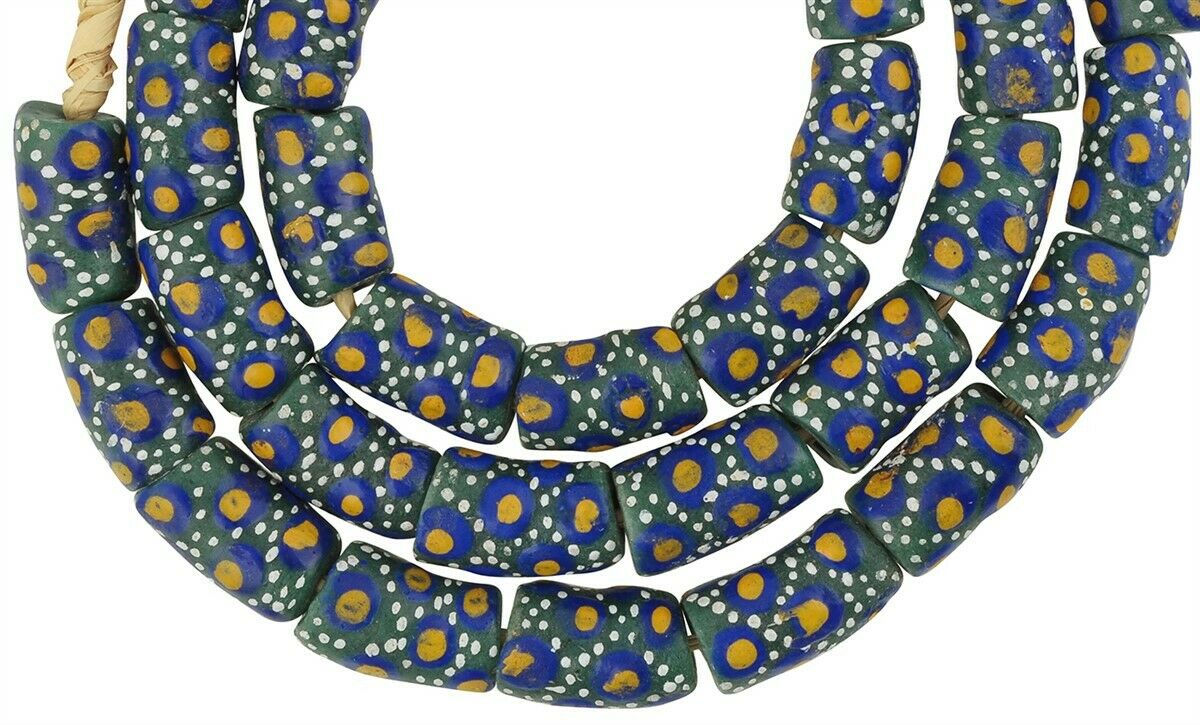 Krobo beads recycled powder glass handmade necklace Ghana Africa - Tribalgh