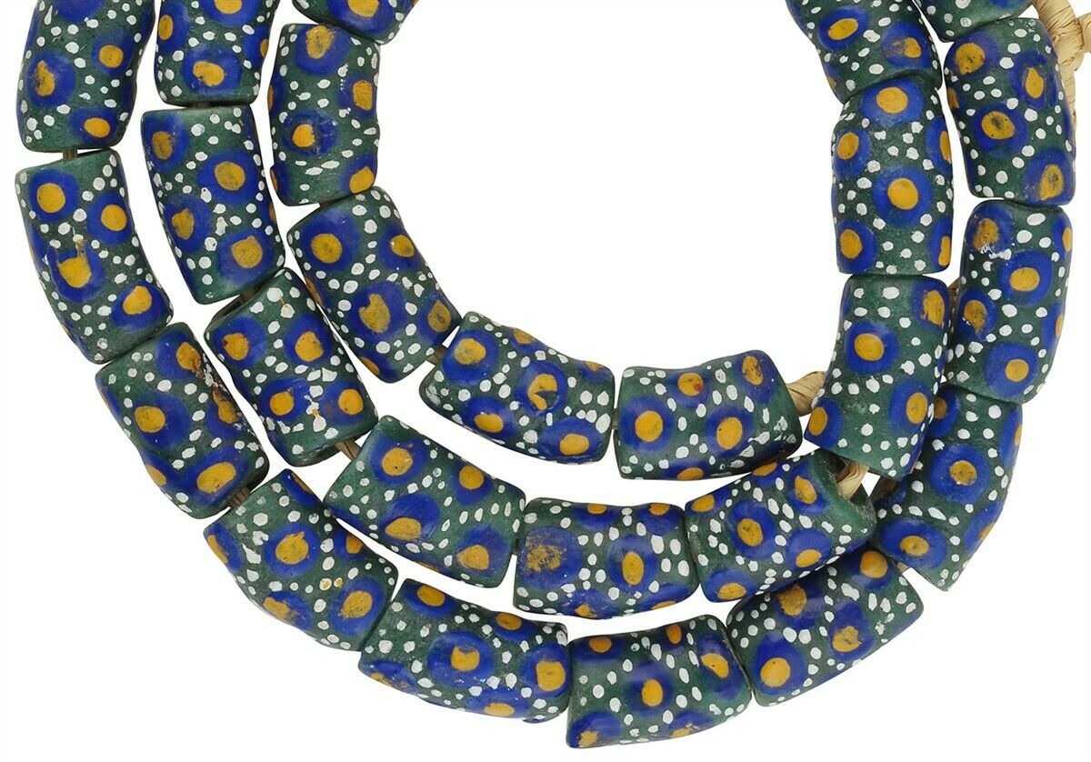 Krobo Perlen recyceltes Pulverglas handgefertigte Halskette Ghana Afrika - Tribalgh