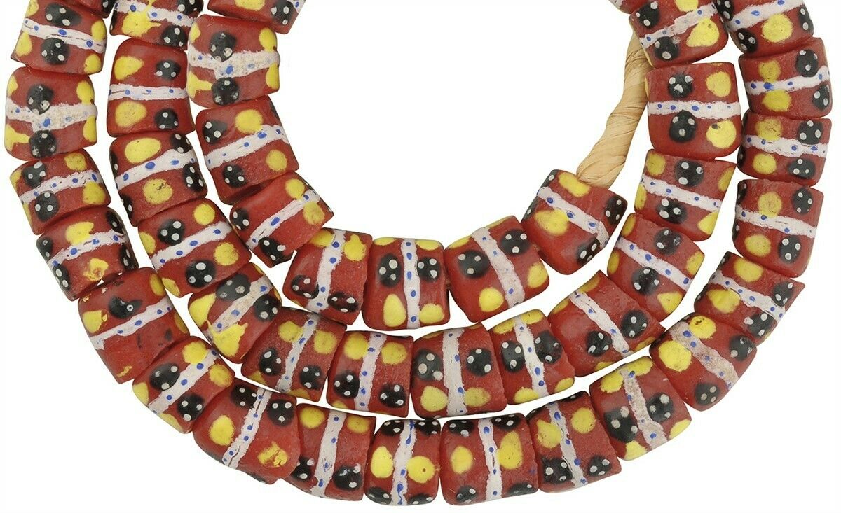 Ghana recycled powder glass beads Krobo tribal necklace African jewelry - Tribalgh