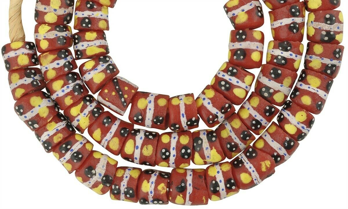 Ghana recycled powder glass beads Krobo tribal necklace African jewelry - Tribalgh