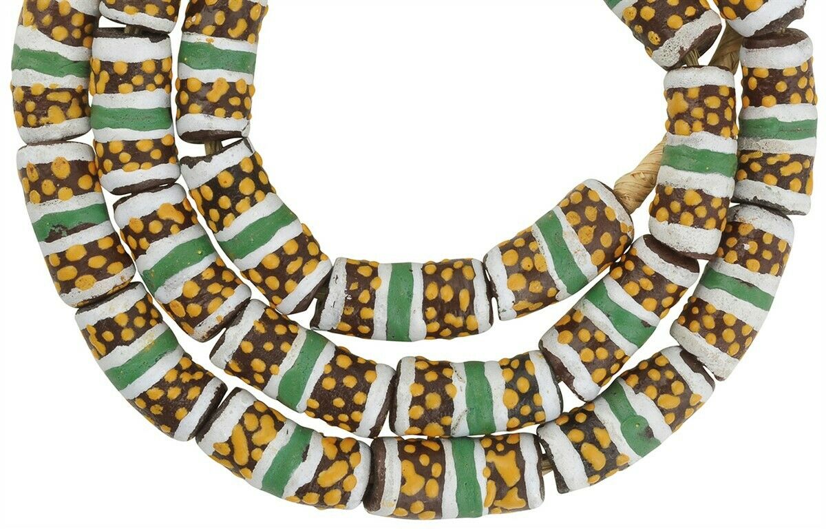 Recycled beads powder glass African necklace Krobo jewelry Ghana - Tribalgh