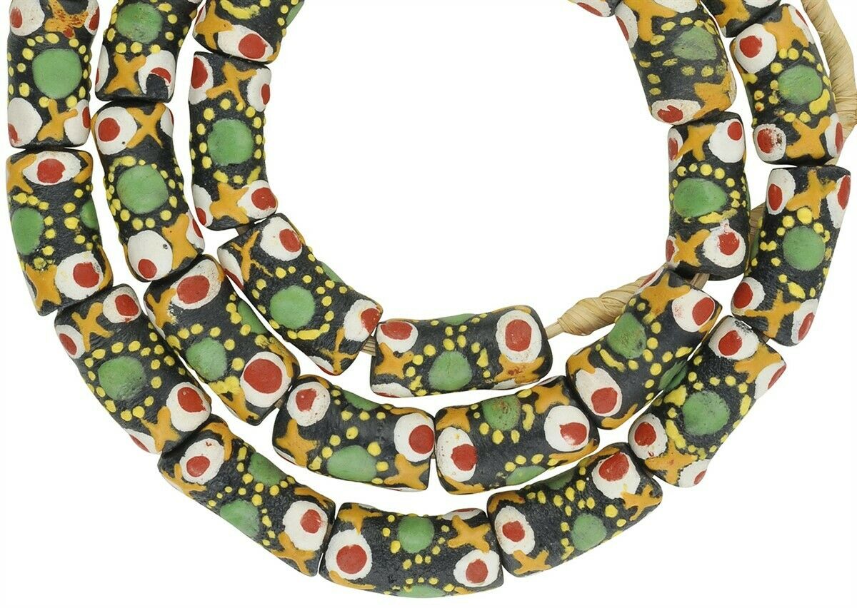 Perlen recyceltes Pulverglas handgemachte afrikanische Halskette Ghana Schmuck - Tribalgh