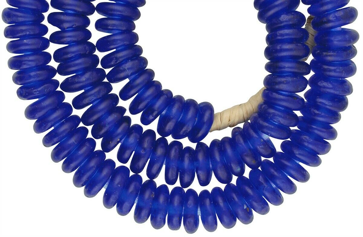 Handgemachte Perlen Glaspulver Ghana Ringscheiben Halskette Afrikanisch - Tribalgh