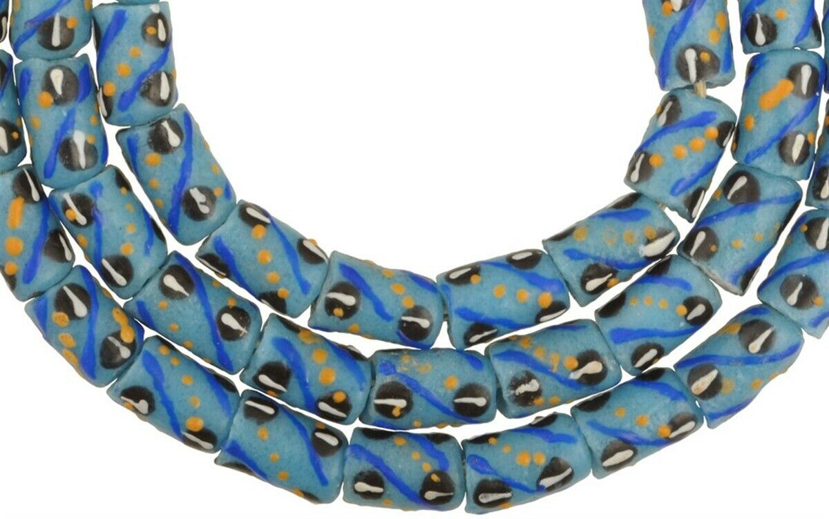 Krobo beads recycled powder glass handmade Ghana tribal jewelry African trade - Tribalgh