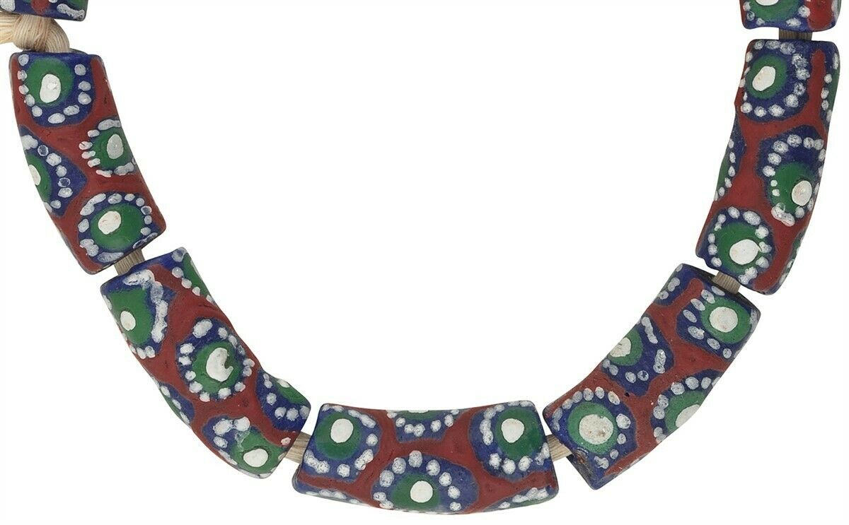 African Beads Recycled Glass Powder Ghana Tribal Jewelry Bracelet - alternate view