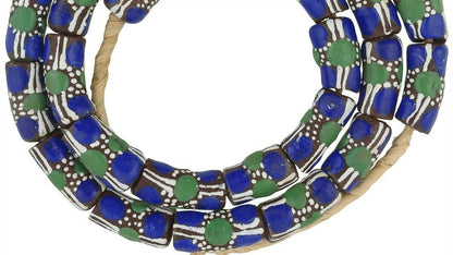 Ghana Krobo Fancy Glass Beads - 10-11Mm | African Trade - close-up