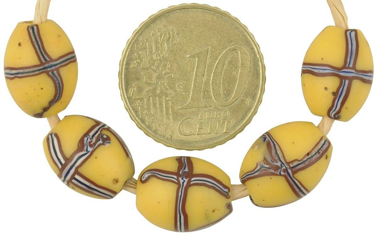 Antique Venetian glass beads old African trade French cross wound - Tribalgh