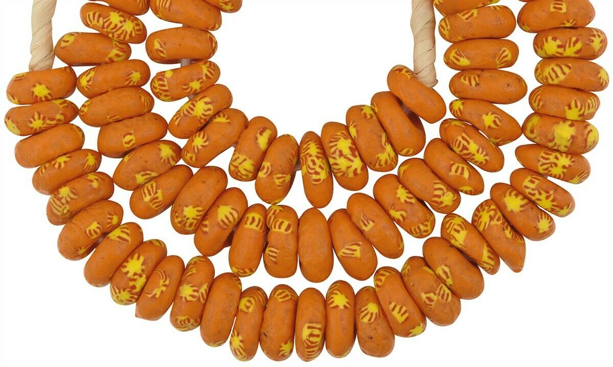 Handmade recycled seed beads disks Ghana tribal necklace African - Tribalgh