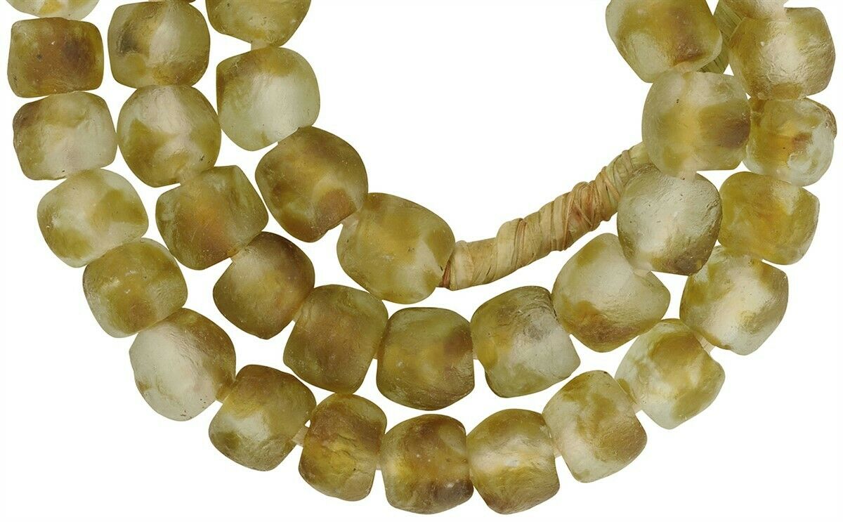 Handgemachte afrikanische Perlen recyceltes Glas ethnische Halskette Ghana Schmuck - Tribalgh