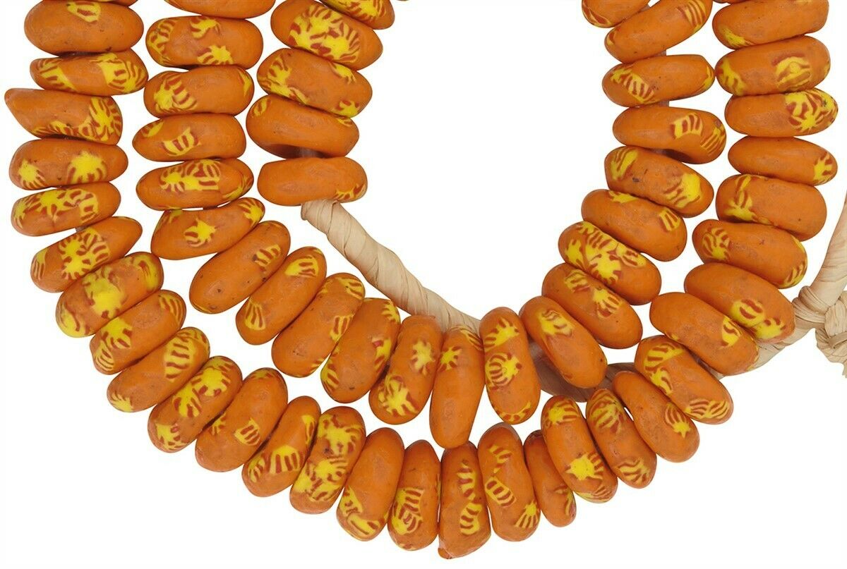 Handmade recycled seed beads disks Ghana tribal necklace African - Tribalgh