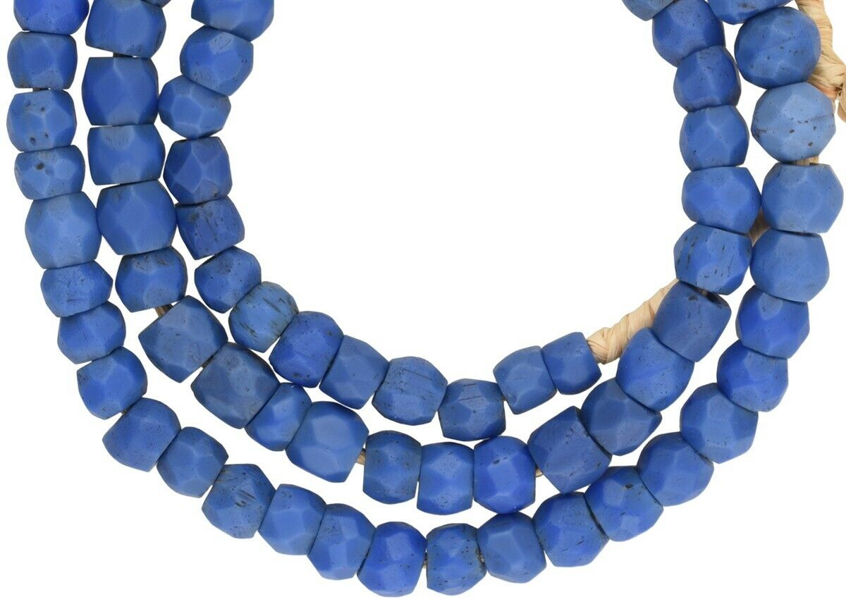 Afrikanische Handelsperlen antikes russisches blaues böhmisches / tschechisches handfacettiertes Glas - Tribalgh