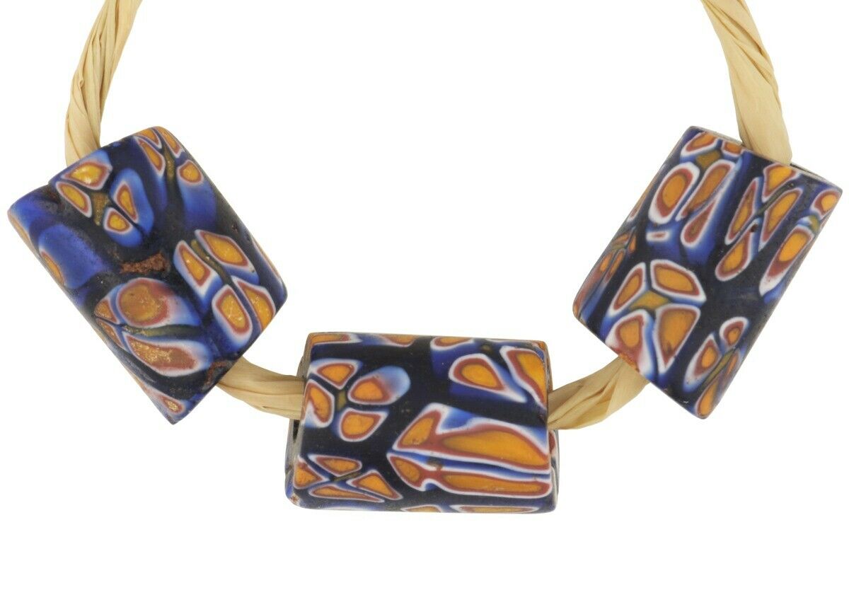 Antique Venetian Millefiori glass beads African trade rare old Murano mosaic - Tribalgh