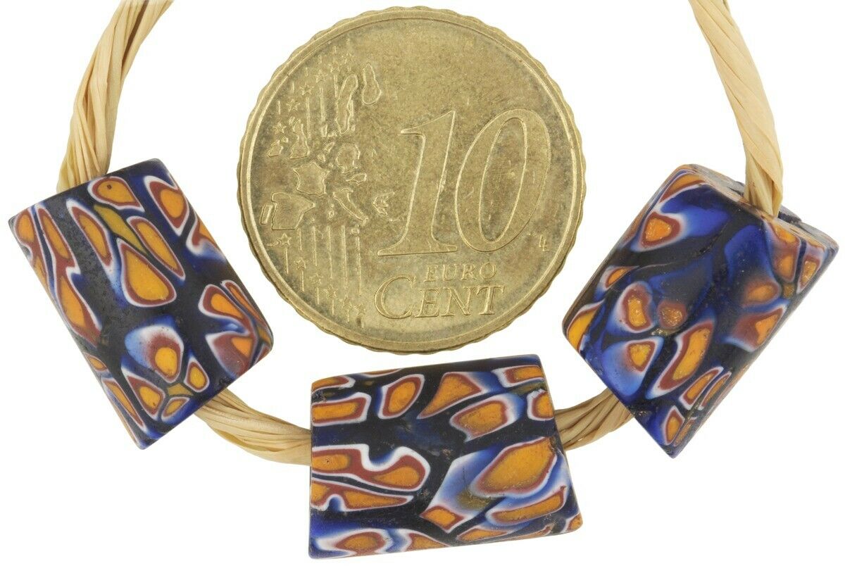 Antique Venetian Millefiori glass beads African trade rare old Murano mosaic - Tribalgh