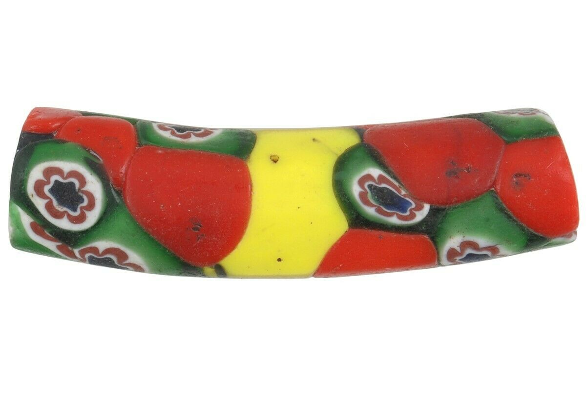 African trade bead antique elbow Millefiori Venetian glass mosaic - Tribalgh
