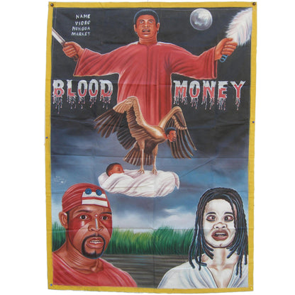 Ghana Filmplakate BLOOD MONEY Handfarbe Afrikanische Kunst SD-13942