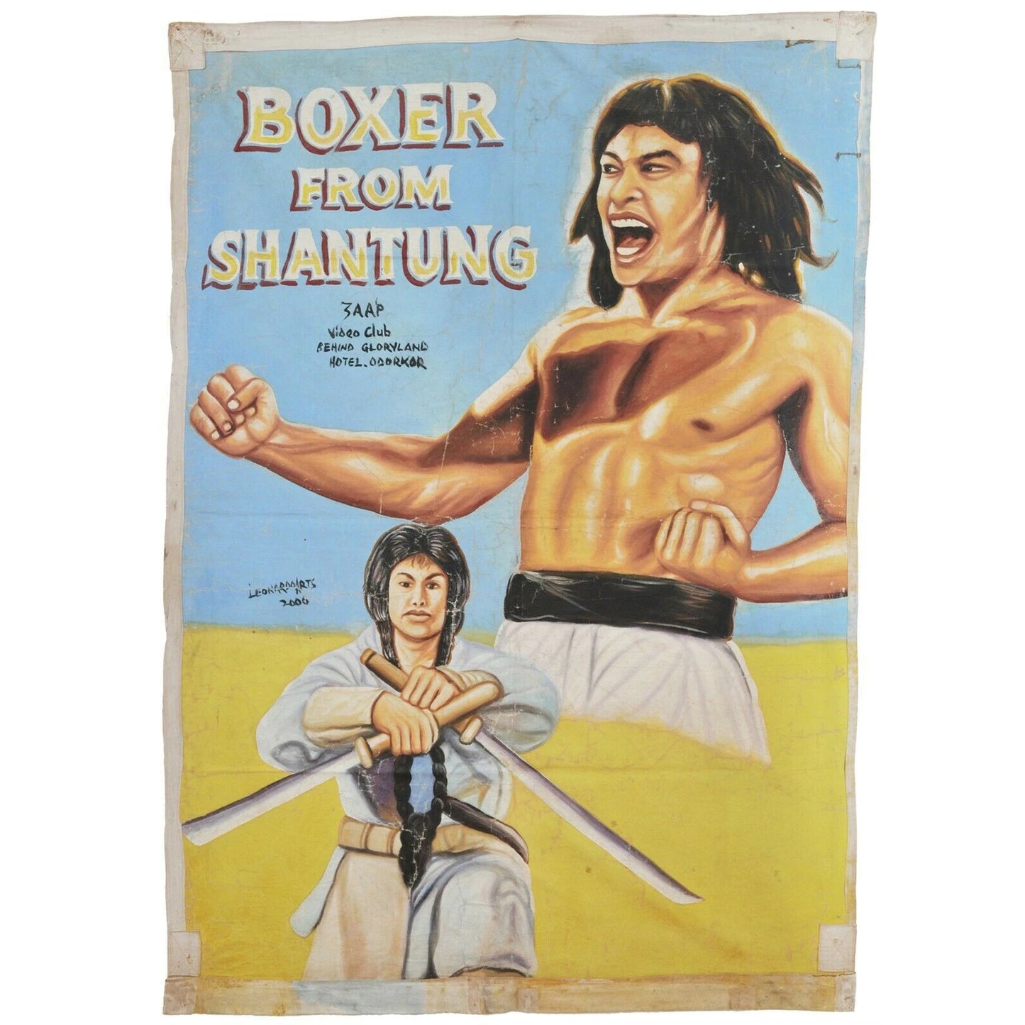 Ghana Poster del film africano del cinema Boxer dipinto a mano da Shantung - Tribalgh