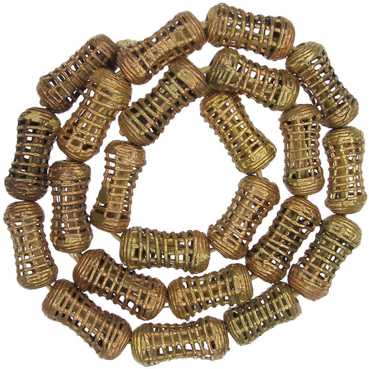 African handmade brass beads Ghana Ashanti Akan bronze casting lost wax necklace - Tribalgh
