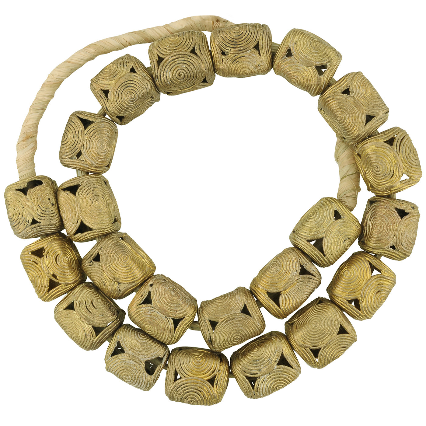 Large Cube Brass Beads - Handmade By Ghana'S Ashanti