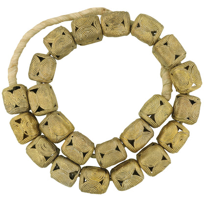 Large Cube Brass Beads - Handmade By Ghana'S Ashanti