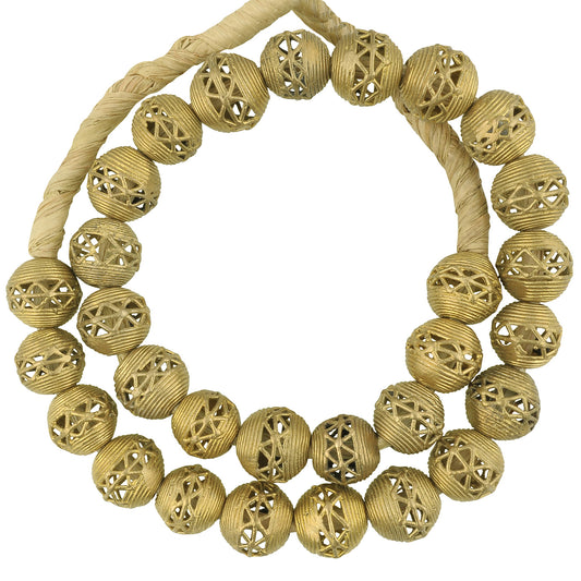 African brass trade beads handmade Ashanti bronze casting lost wax - Tribalgh