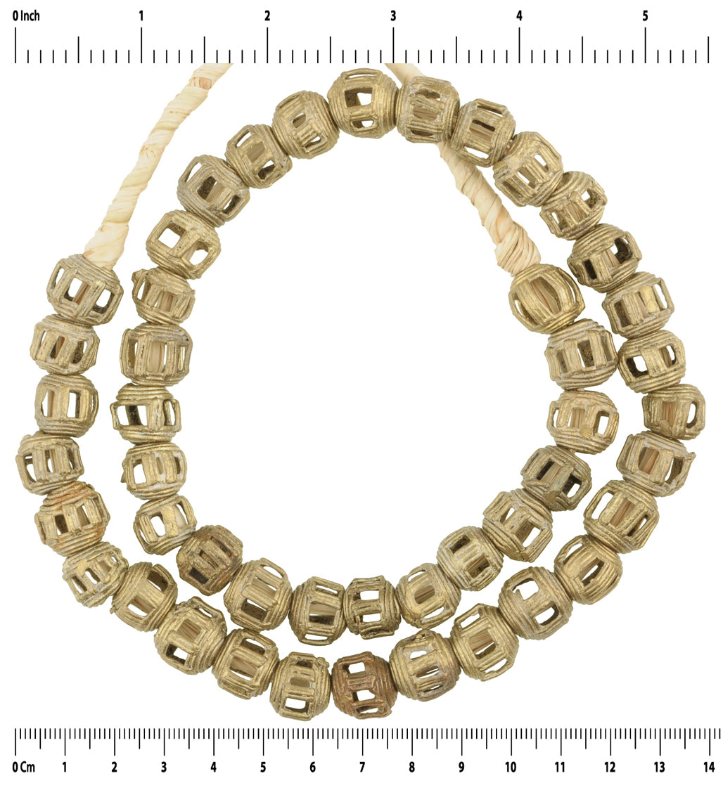 African handmade brass beads Ashanti Akan metal bronze casting lost wax necklace - Tribalgh