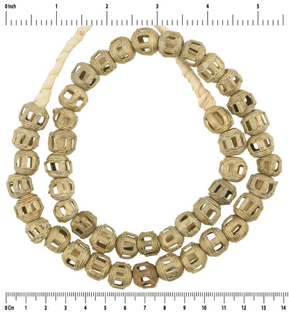 Perline africane fatte a mano in ottone Collana a cera persa in fusione di bronzo di metallo Ashanti Akan - Tribalgh
