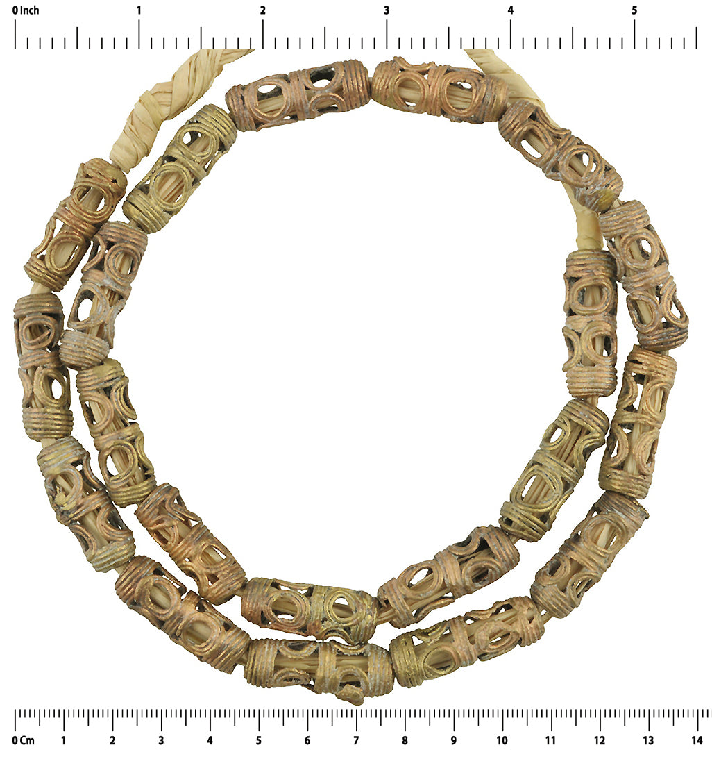 Perle di commercio in ottone africano fatte a mano fusione di bronzo a cera persa Ashanti Asante tribale - Tribalgh