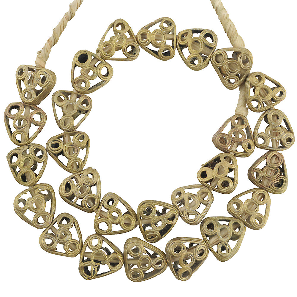 New Tabular African Brass Beads - Handcrafted In Ghana - angled shot