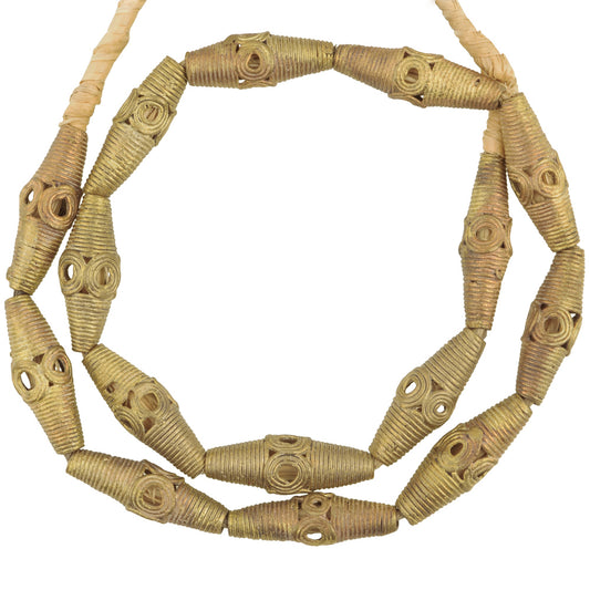 Perles en laiton faites à la main bronze coulé Ashanti Akan commerce africain collier de cire perdue - Tribalgh