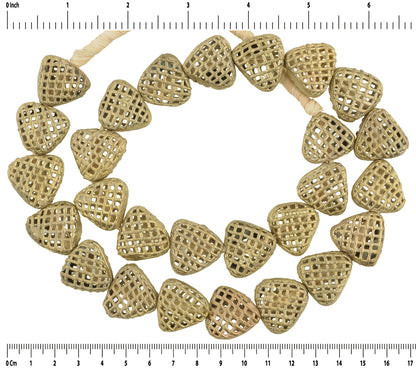 African brass trade beads bronze casting lost wax Ashanti Akan tabular necklace - Tribalgh