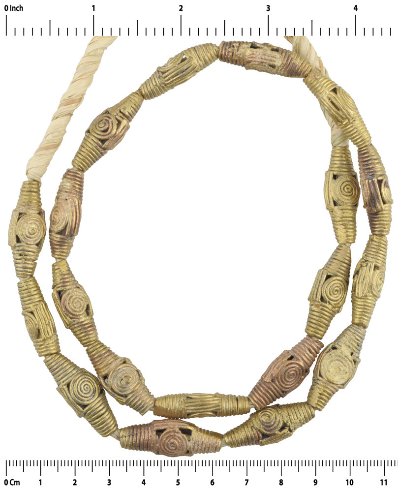 African Brass trade beads handmade Ashanti Akan bronze tabular ethnic jewelry - Tribalgh