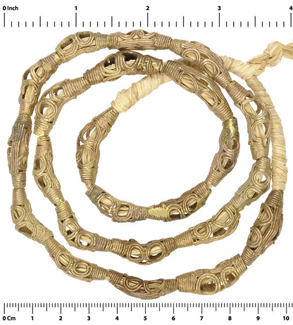 Perline di ottone africano fusione di bronzo collana gomito a cera persa Ashanti Akan fatta a mano - Tribalgh