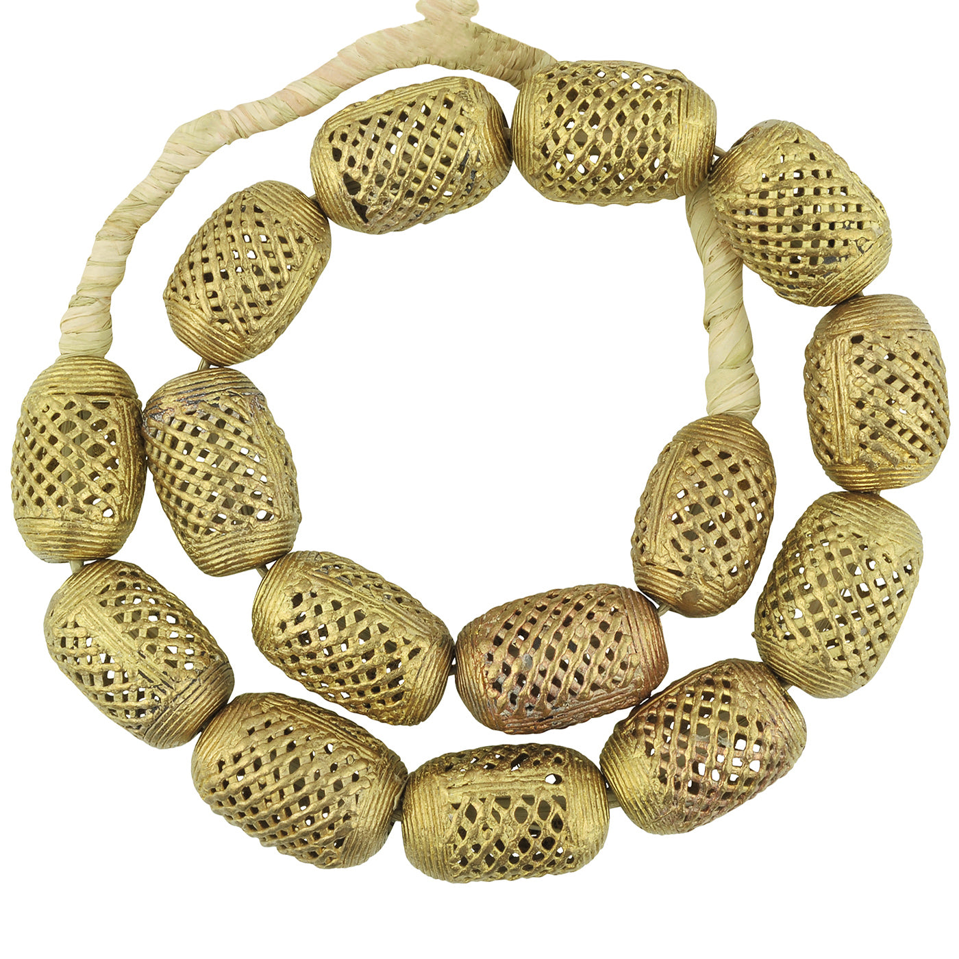 Handcrafted Large Brass Beads From Ghana - 21.5" Strand