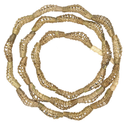 Perline di ottone fatte a mano fusione di bronzo Commercio africano Collana Ashanti gomito Ghana - Tribalgh