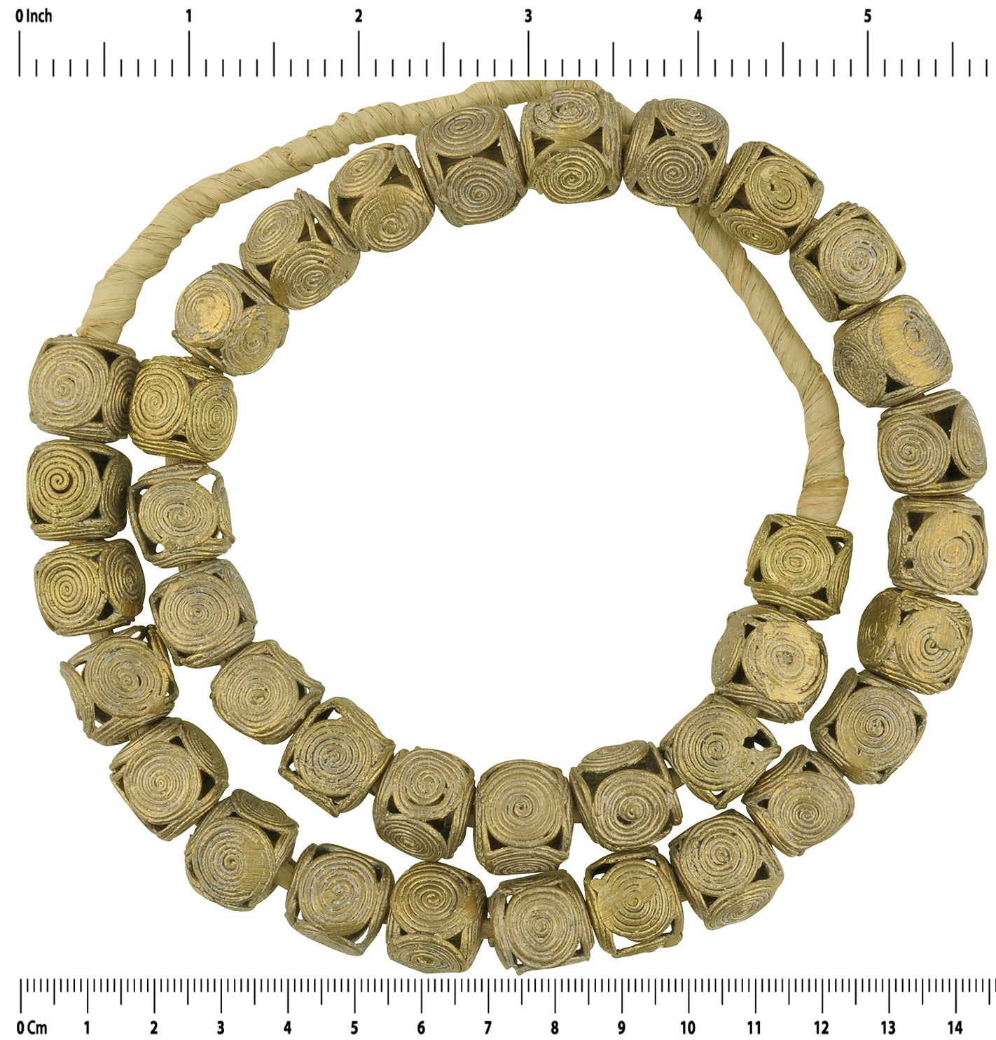 Perles de laiton artisanales africaines cubes cire perdue Collier Asante Ghana - Tribalgh