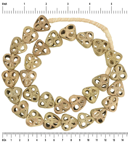 Perline africane in ottone fusione in bronzo fatte a mano commercio Ghana Ashanti tabular cera persa - Tribalgh