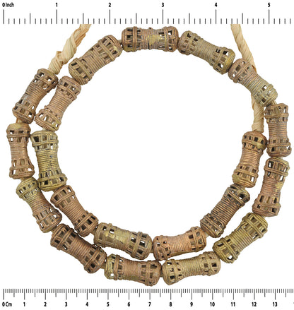 Perle di commercio in ottone africano Ghana fatte a mano Ashanti oro bronzo cera persa - Tribalgh