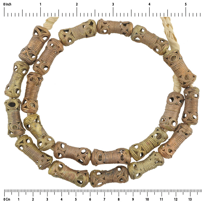 Handmade brass beads bronze casting Ashanti Akan lost wax necklace African trade - Tribalgh