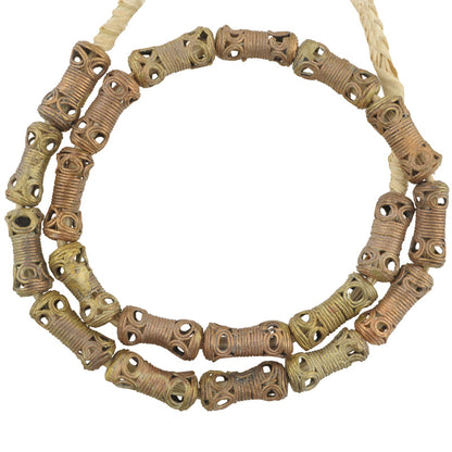 Perline in ottone fatte a mano fusione in bronzo Ashanti Akan collana a cera persa Commercio africano - Tribalgh