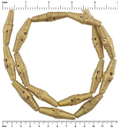 Large Handmade Ashanti Brass Beads - Traditional Ghanaian Elegance - close-up